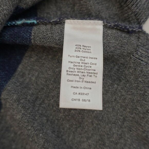 Talbots Scoop Neck Blue Teal Gray Medium Sweater Rayon Nylon Cotton - Picture 9 of 9